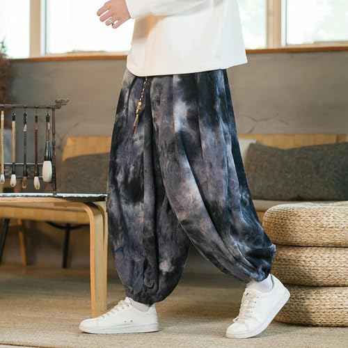 Men Casual Wide-Leg Sweatpants Vintage Elastic Waist Loose Harem Pants Mens Oversized Hip Hop Trousers Streetwear4