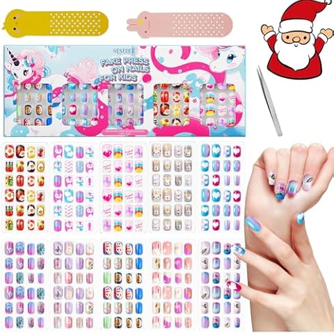 240Pcs Kids Press-On Nails with Glue Cover