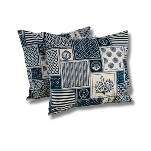 KIT 2 Almofada Impermeáveis 45x45 p Área Externa (LADRILHO MAR AZUL)