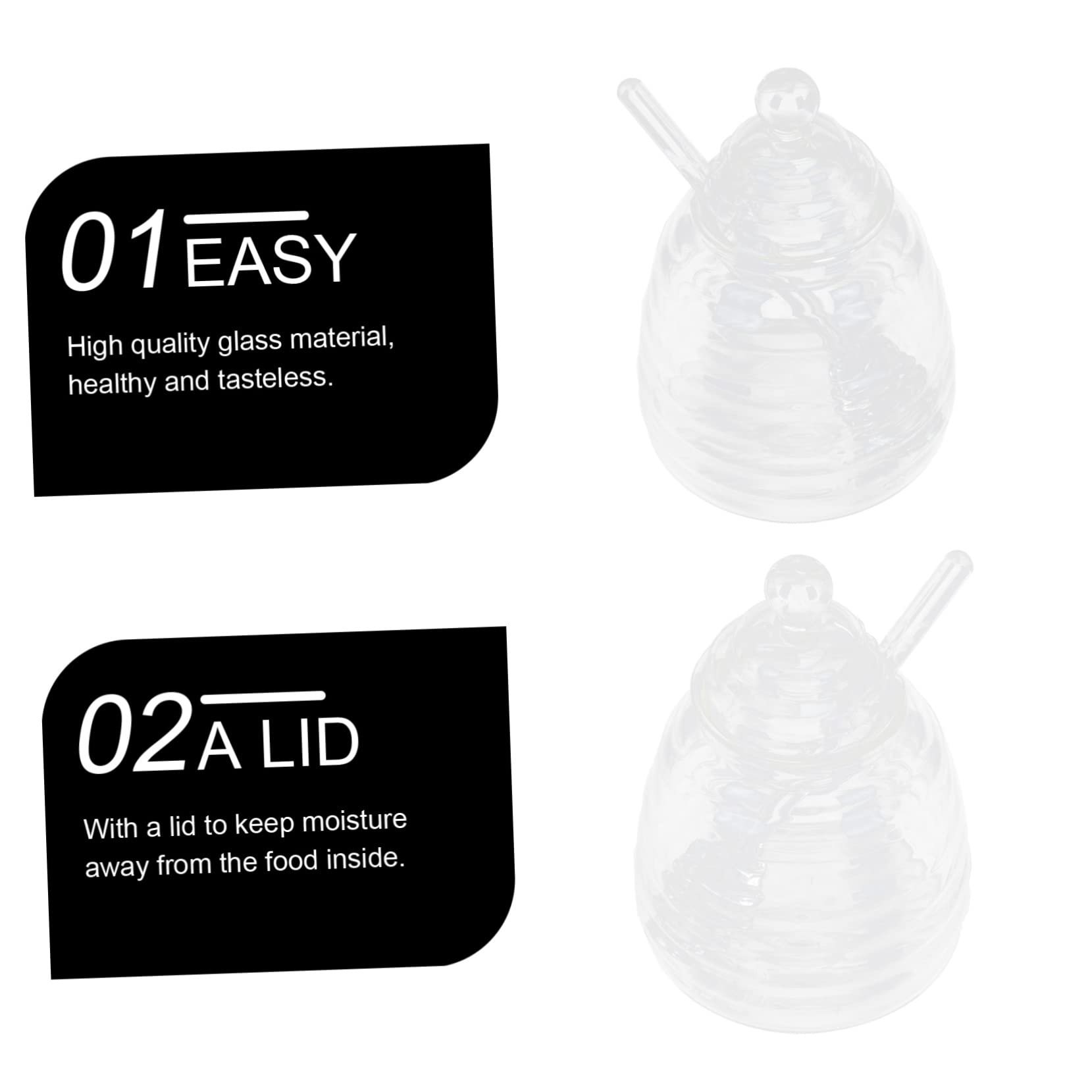 STOBAZA 1Set with Stirring Bars Transparent Honey Storage Pot for Home and Bakery Use for Hot Beverages and Bread and Design