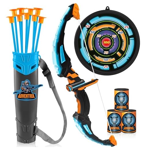 JOYIN Bow and Arrow Archery Toy Set for Kids, Light Up Archery Play Set with Luminous Bow, 9 Suction Cups Arrows, Targets, and Quiver