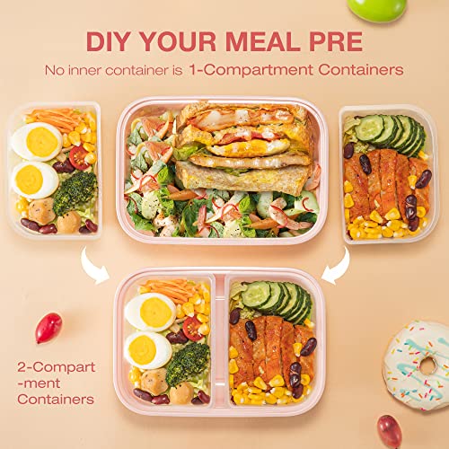 Glotoch Extra-Thick Meal Prep Container Reusable, 38Oz 1Compartment To Go Containers, Double Use As Divided Lunch Containers For Portion Control-Microwave&Freezer&Dishwasher Safe,Bpa-Free,10 Pack,Pink #TOP2