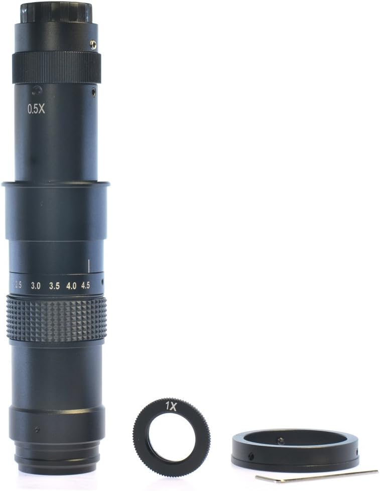 HAYEAR HD 0.7X-4.5X 180X Zoom C-Mount Parallel Light Lens for Zoom Monocular Industry Microscope Camera Glass Lens 40mm/50mm Ring