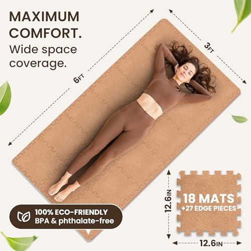 Image of bemaxx Gym Mats Set - 18 pcs EVA Interlocking Foam Floor Tiles (12.6 inchx12.6 inchx0.4 inch) 18sqft Protective Gym Flooring Sports Home Workout Exercise Mats Puzzle Garage Fitness Play-Room Pool Treadmill Bike