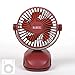 MiRUSI Mini ventilador portátil con clip USB, 3 velocidades, 360 grados, ajustable, para coche, dormitorio, oficina, cochecito, camping, retro, rojo