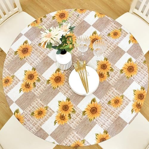 Nappe ronde élastique résistante aux taches et imperméable pour table basse