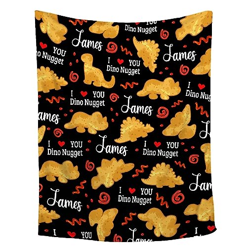 Custom Chicken Nuggets Blanket - Personalized Dino Nugget Blanket - Funny Food Custom Name Blanket - 50