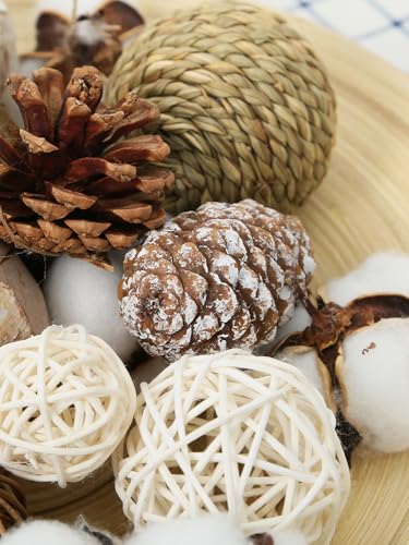 Wmaot PW-22-1 Rattan Ball, Bag Of Assorted Decorative Spherical Natural Wicker Balls And Cotton Flower For Bowl And Vase Filler thumb #8