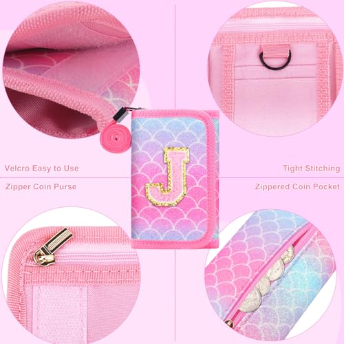 Girls Wallets for Kids 6-8 8-10 kids wallet Cute for Teen Girls with Initials Coin Pocket Toddler Wallet for with Magic Sticker Teen Girl for Gifts A4