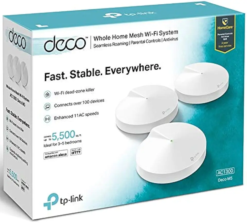 Roteador + Repetidor AC1300 Deco M5 Tp-Link (Sistema Mesh WiFi em Toda a Casa) CX 3 Unidades