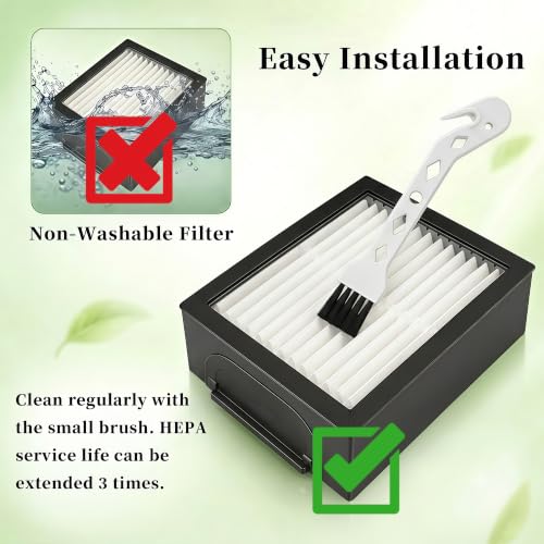Image of Replacement Parts Compatible with Roomba iRobot i7 i7+ i3 i3+ i4 i4+ i5 i5+ i6 i6+ i8 i8+ E5 E6 E7 I,E and Plus Version,1set of Rubber Brushes & 3 HEPA Filter & 3 Edge-Sweeping Brushes