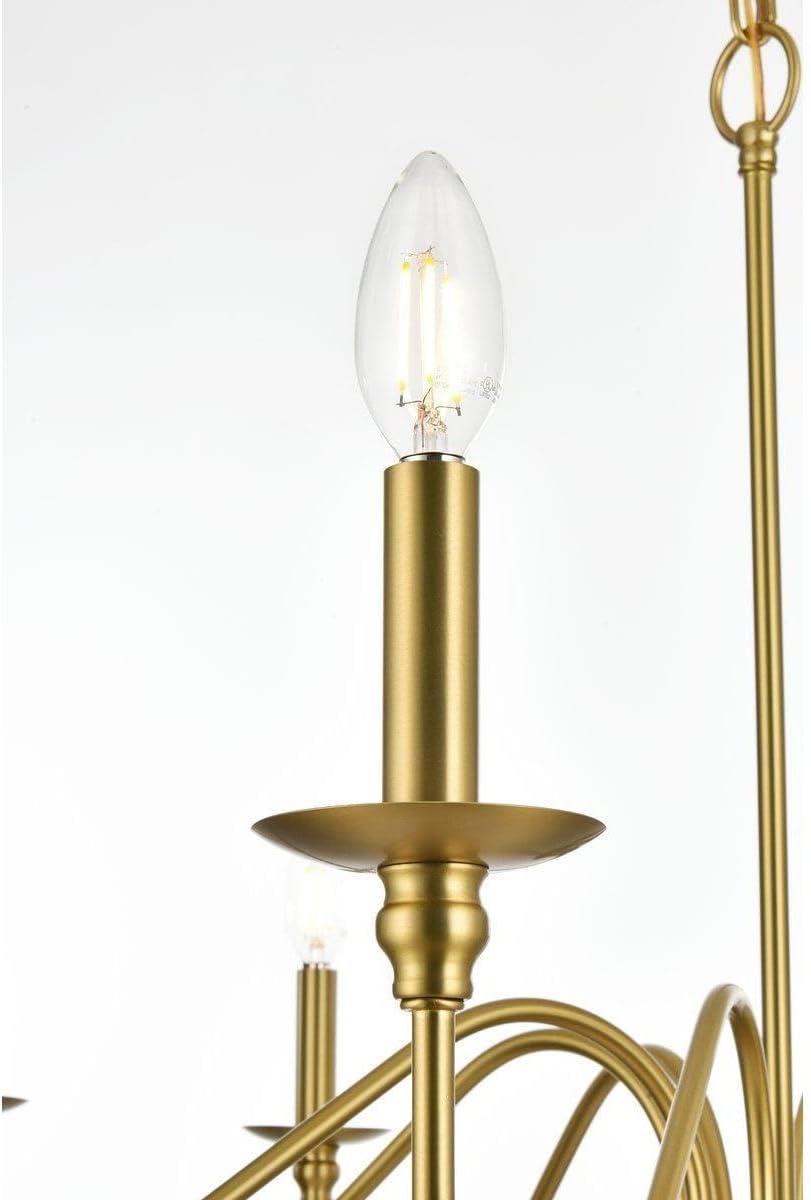 Rohan 42" 6-Light Transitional Metal Chandelier in Satin Gold