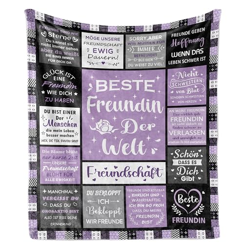 AOWINS Beste Freundin Geschenke, Geschenk für Beste Freundin, Geschenk Beste Freundin Geburtstag, Geburtstagsgeschenk für Beste Freundin, Geschenke für Frauen, Freundinnen Geschenk Decke 150×130CM