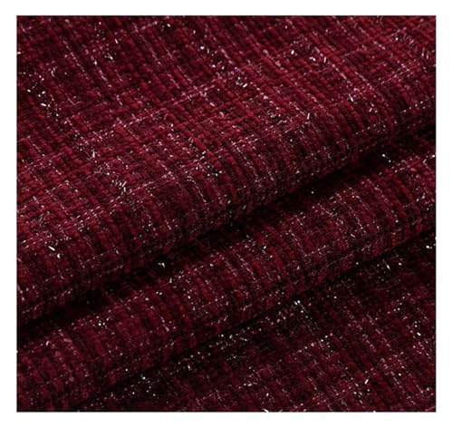 BrightGlow Tweed Tissu extensible au mètre à coudre Tissu brillant en tweed Tissu d'ameublement Tissu d'ameublement pour couture, bricolage, artisanat, vêtements, décoration de la maison, #17 rouge