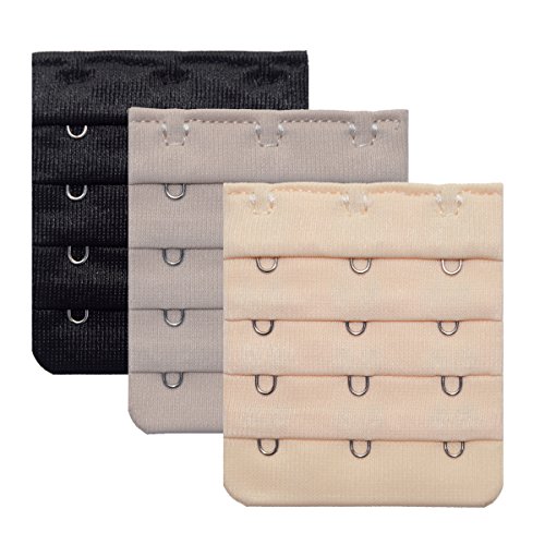 Ultra Soft Bra Extender Band Breathing Room 4 Rows Hook & Eye Extension Strap (3 Hooks (3pcs/pack))