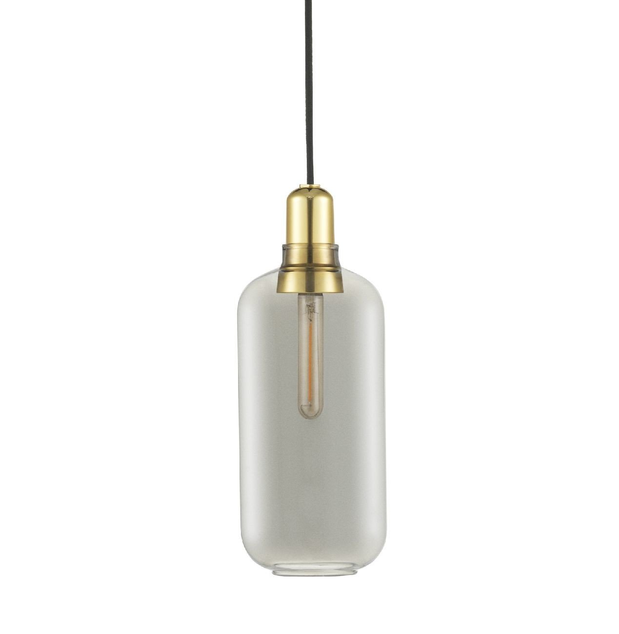Normann Copenhagen Amp Pendant Lamp, Glass, Grey/Brass, 26 x 11.2 cm