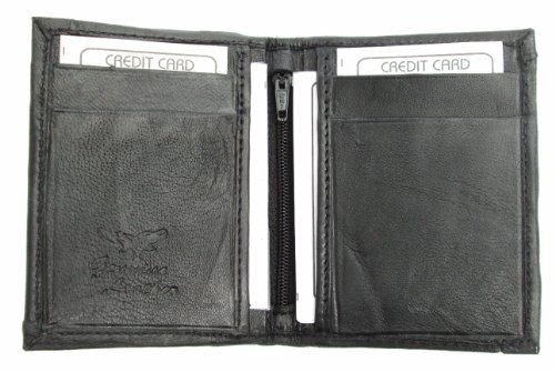 Dangerous Threads Mens Black Leather Lamb Mini Bifold Wallet #779