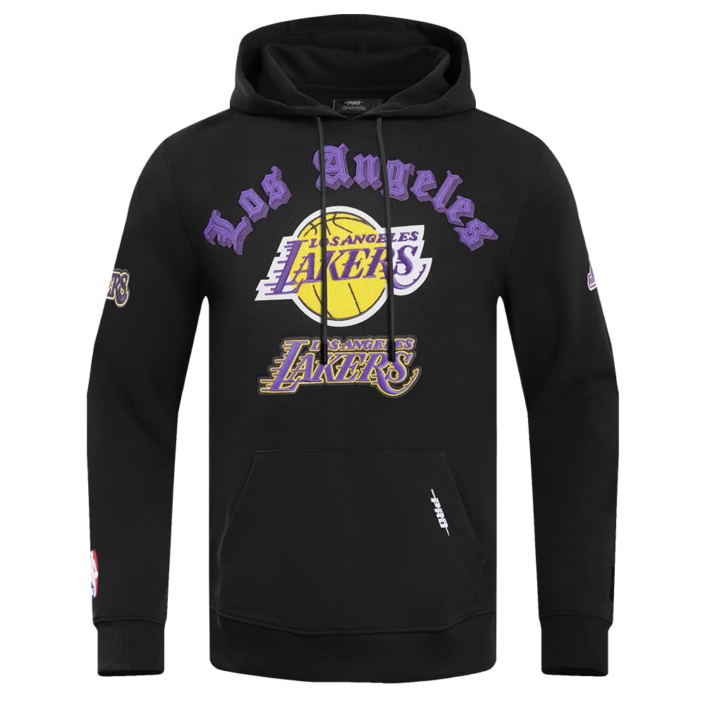 Pro Standard Men's NBA Los Angeles Lakers Old English Fleece Pull Over Hoodie Black L
