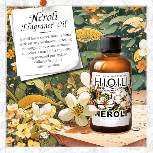 Image of HIQILI Neroli Fragrance Oil for Perfume Making & Add to Body Lotion -1Fl Oz | for DIY Candle & Soap Making, Add to Body Lotion and Handcream - 30 ML