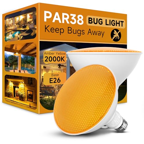 Nouscan PAR38 LED Bug Lights for Outside Amber Yellow 150W Equivalent