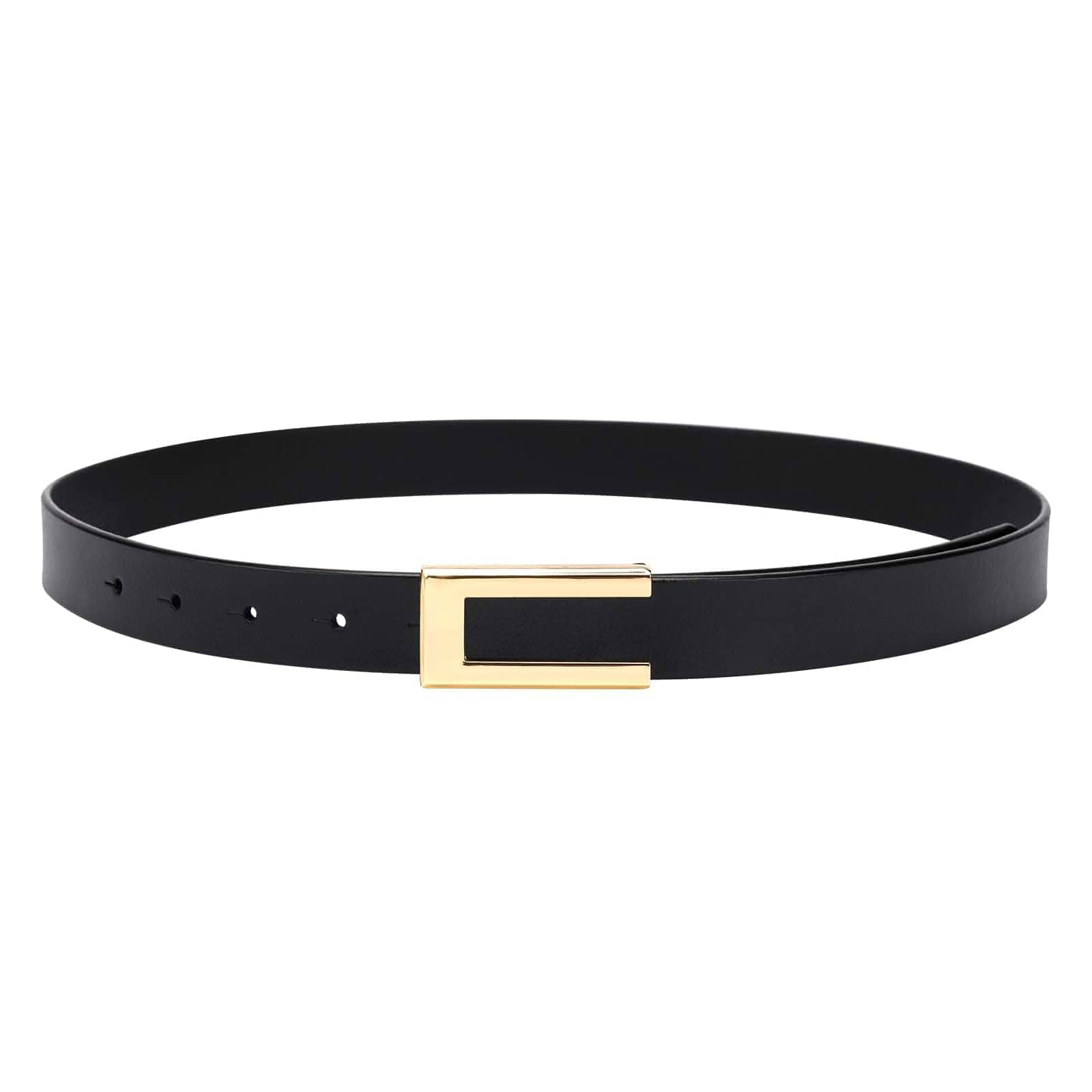 YooAi Womens Leather Belt Skinny Waist Belt for Dresses Jeans Pants with Gold Buckle