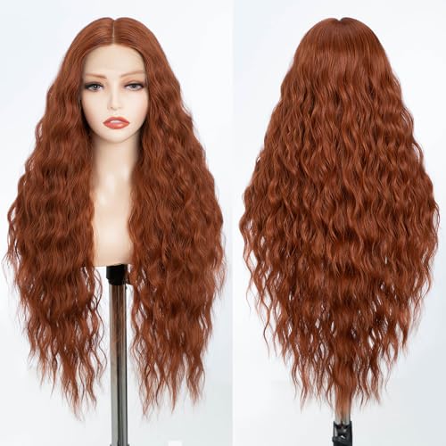 FASHION IDOL Long Wavy Synthetic Lace Front Wigs 30 inches Deep Middle Part Baby Hair Wigs for Women 5% Brazilian Human Hair and 95% Heat Resistant Fiber - Image 4