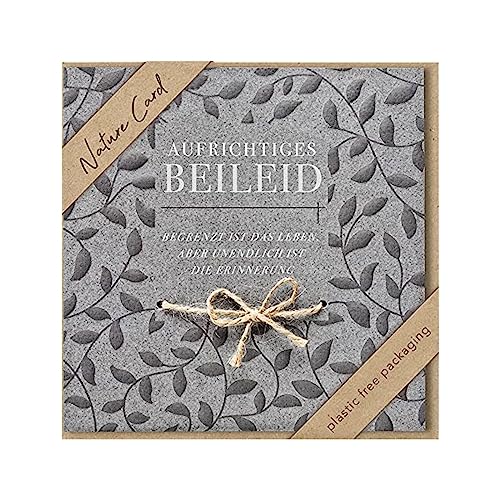 bsb - Trauerkarte mit liebevollem Motiv - Nature Card - Nachhaltige Beileidskarten mit Umschlag - Danksagungskarten Trauer - Karten zur Trauer 15,5 x 15,5 cm - Blätter Motiv mit Schleife bsb - Trauerkarte mit liebevollem Motiv - Nature Card - Nachhaltige Beileidskarten mit Umschlag - Danksagungskarten Trauer - Karten zur Trauer 15,5 x 15,5 cm - Blätter Motiv mit Schleife