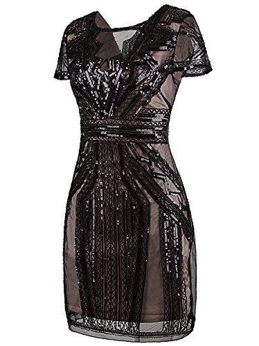 Image of Vijiv 1920s Short Prom Dresses V Neck Inspired Sequins Cocktail Flapper Dress