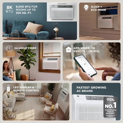 TCL 8000 BTU Smart Window Air Conditioner with Dehumidifier, Remote Control - image 3