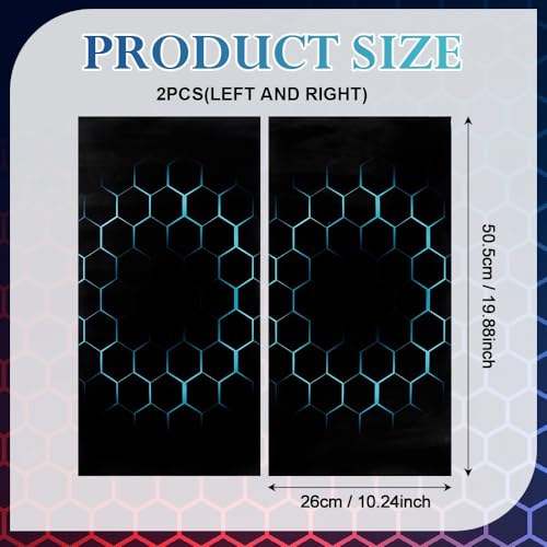 Image of Blueshyhall 2PCS Car B-Pillar Vinyl Decals, Blue Honeycomb Personalized Vehicle Door Pillar Sticker, HD Printed PET Waterproof Sun Protection Scratch Cover