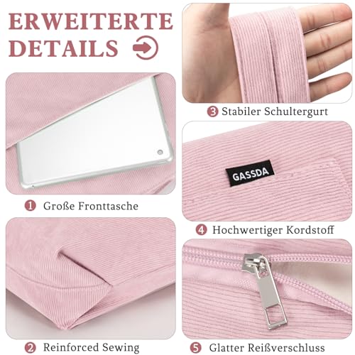 GASSDA Handtasche Damen Groß Shopper Tasche Damen Cord Tasche Tote Bag mit Reißverschluss für Arbeit Einkaufen Fitness Reisen (A-Blassrosa)