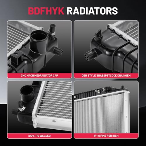 Image of BDFHYK 1725 Aluminum Radiator for Ford F-250 F-350 1995-1997, CU1725, 26mm Core, Direct Fit Replacement, OE F5TH8005C5 F6TH8005AB F7TH8005CA