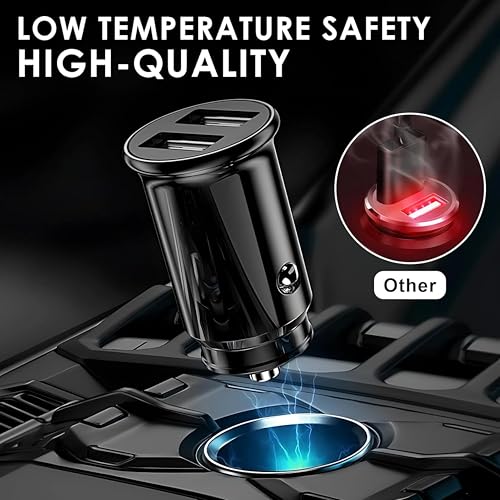 3 USB Zigarettenanzünder Adapter, Kfz-Ladegerät, Ultra kompakt, 5 V/3,1 A, 2 USB-Ports, Kompatible Geräte aus Mini Metall, schnelles Aufladen für iPhone 16/15/14/13/Pro Max, Huawei, Android