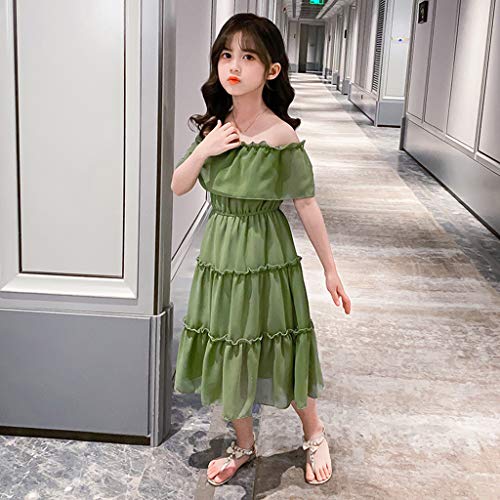 Vestidos Roupas de Bebê Lisos Ombro Meninas Crianças Princesa Franzido Vestido de Verão Feminino, Ve