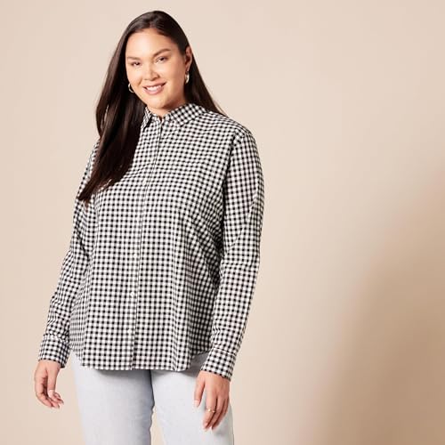 Image of Amazon Essentials Women's Regular-Fit Long-Sleeve Button-Down Cotton Poplin Shirt, Business Casual