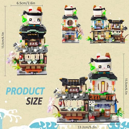 Image of Japanese Street View Mini Building Blocks Building Kit Izakaya Shop Foldable Japanese Mini Brand Store Toy Gift for Adults Boys Girls 6+, Not Compatible with Lgo (789 Pieces)