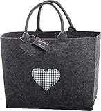 kurzer Griff Witzgall Filz Trachtentasche 3553/55/0HG H38x20x30cm gestickten Herz Grün