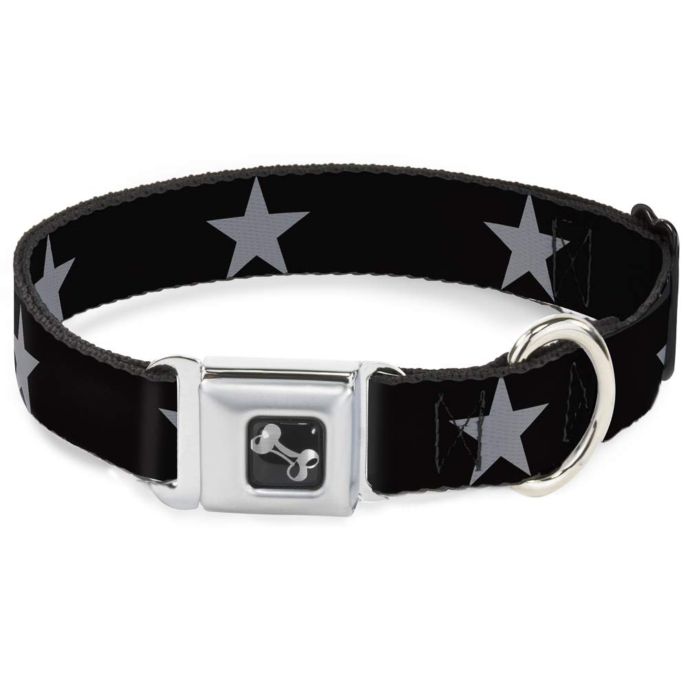 Collier de chien os pour balade urbaine motif étoile noir argent Buckle Down