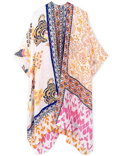 Image of Spicy Sandia Kimonos for Women Floral Beach Cover Up Loose Swimsuit Bathing Suit Coverup Cardigan for Summer Swimwear