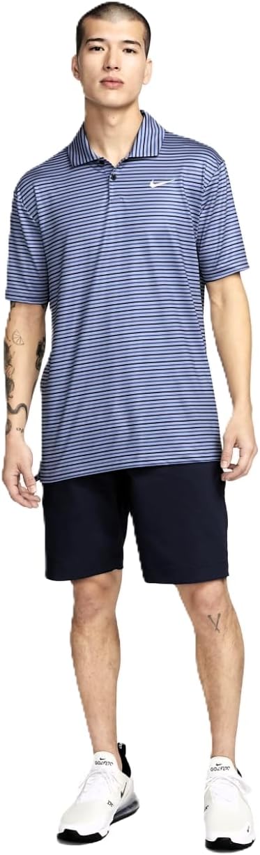 Nike Men's Dri-FIT Tour Golf Polo Blue | Black | Slate (Stripes) Small - Image 9