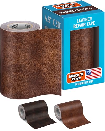 MATCH 'N PATCH Brown Leather Repair Tape, 4.50" x 30' for Furniture