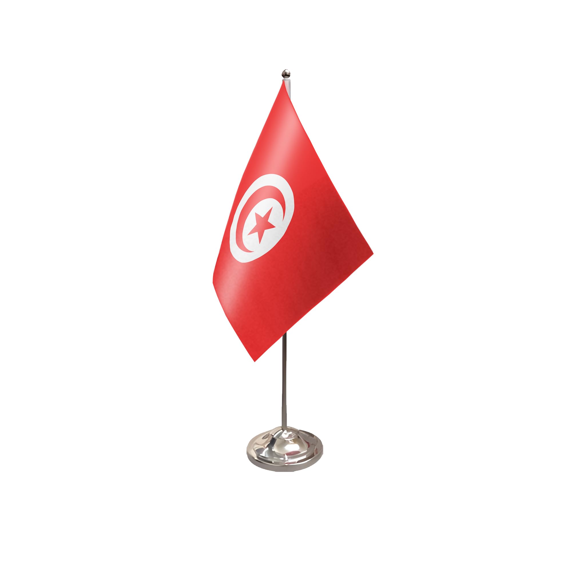 Flagtex Tunisia Satin Table Flag With Chrome Pole & Base