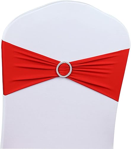 Tosnail Paquete de 50 bandas de elastano para sillas de boda, decoración de sillas de fiesta, color rojo