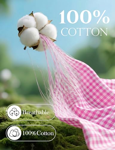 Image of Gihuo Gingham Pajama Set for Women 2 Piece Plaid Cotton Button Down Top and Pants Ruffle Babydoll Pjs Lounge Sets