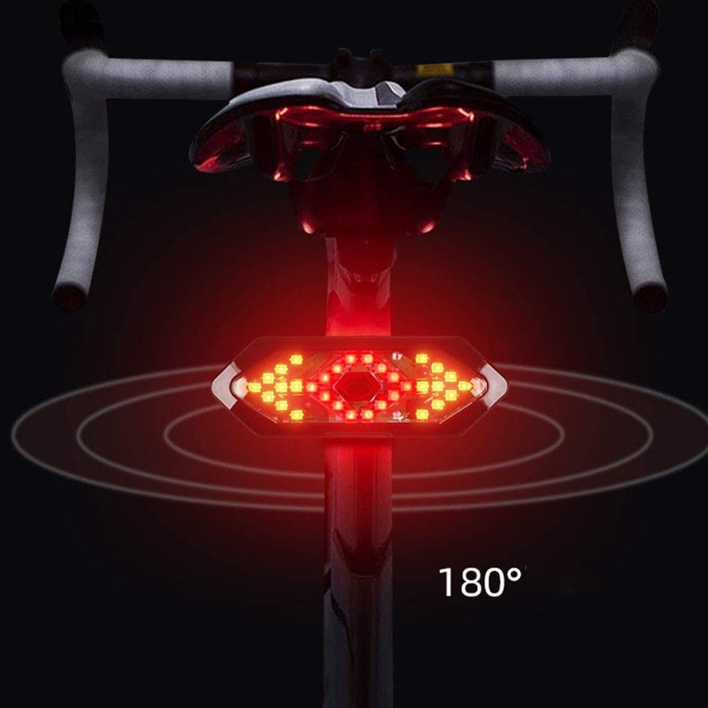 Luz de la cola de la bicicleta con señales de giro-Control remoto inalámbrico A prueba de agua Bicicleta Traslight-USB Recargable Ultra brillante Advertencia Bicicleta Freno de bicicleta Luces tr