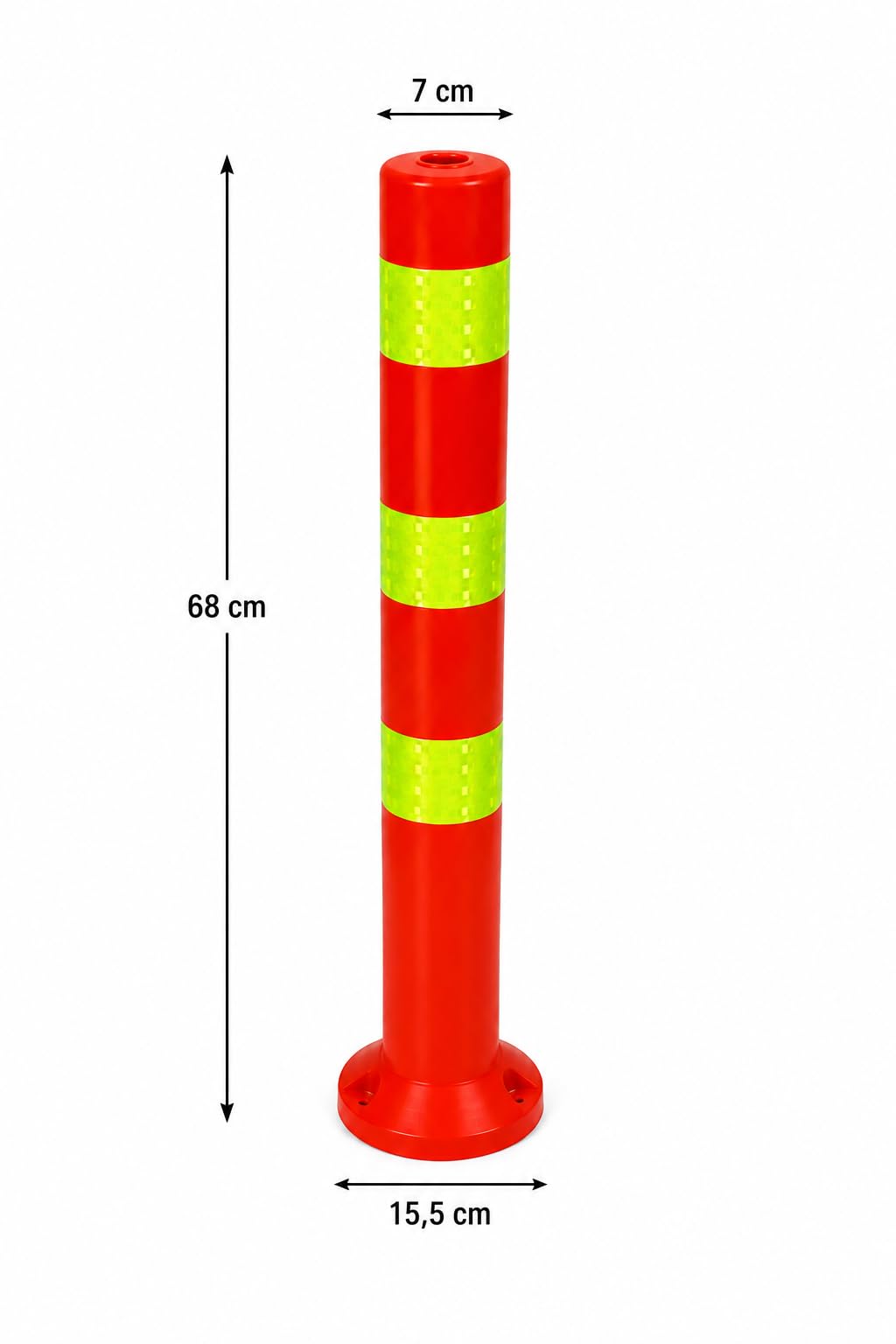Juego de 6 postes de bloqueo [altura de 68 cm] – Postes de barrera de plástico reflectante | Barrera con base [fijación con tornillos] | Soporte de barrera | postes de parque de color rojo | postes