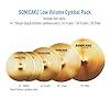 SONICAKE Low Volume Cymbal Pack Quiet Cymbal Set 14" Hi-Hat+16" Crash+18" Crash+20" Ride Cymbal Practice Set of 5pcs Golden with Bag, Accessories #1