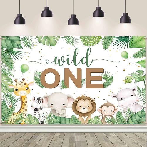 Toile de fond Safari Wild One anniversaire jungle garçon déco anniversaire vert or