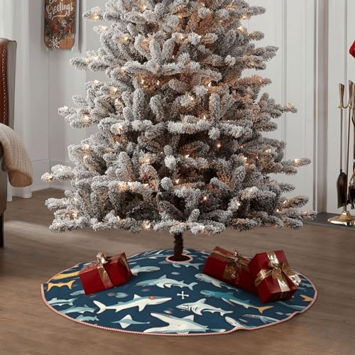 Jupe de sapin de Noël de qualité supérieure avec imprimé requins chic