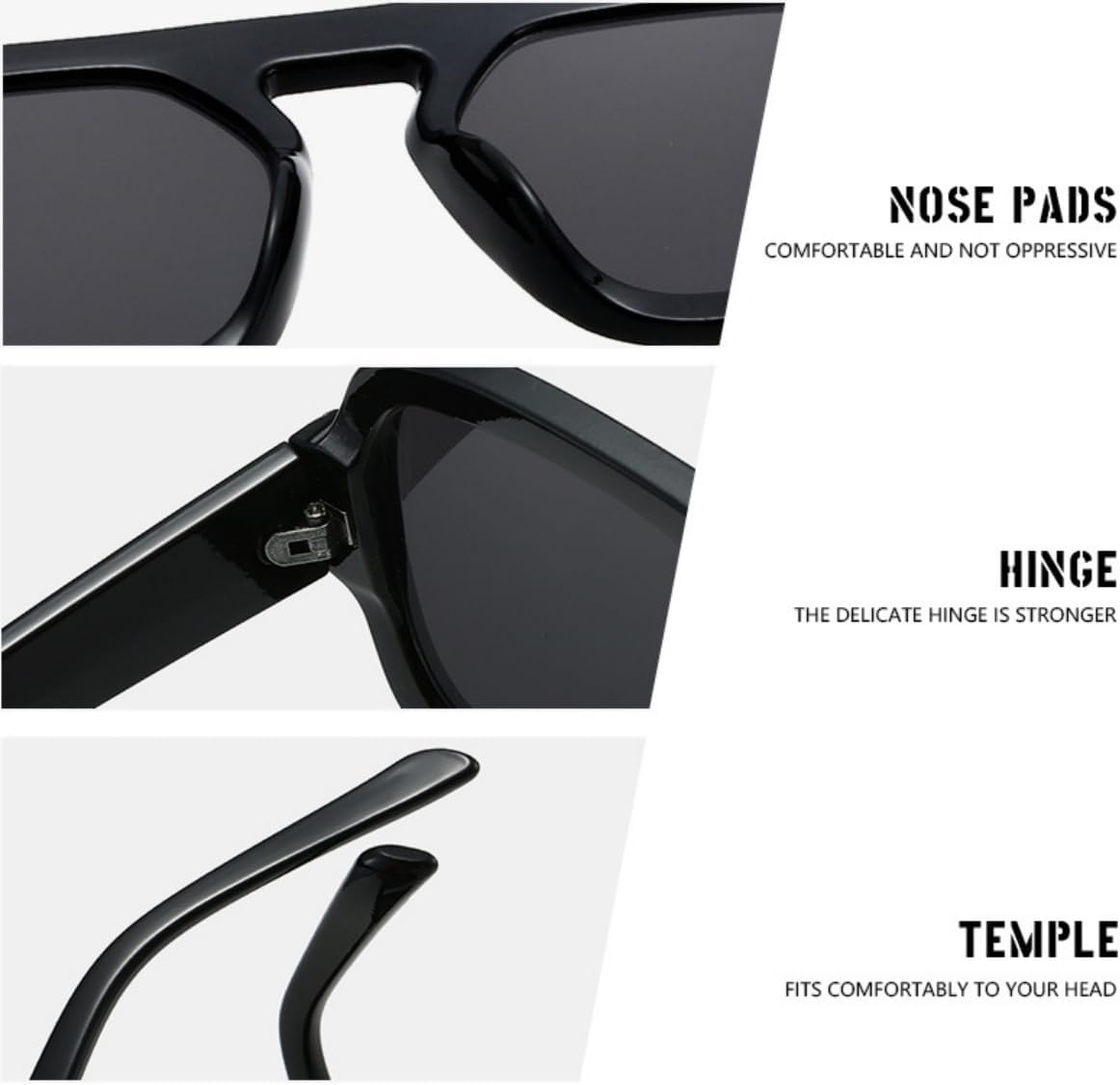 Retro 70s Square Aviator Sunglasses for Women Men Trendy Style Flat Frame Vintage Square Shades - Image 6